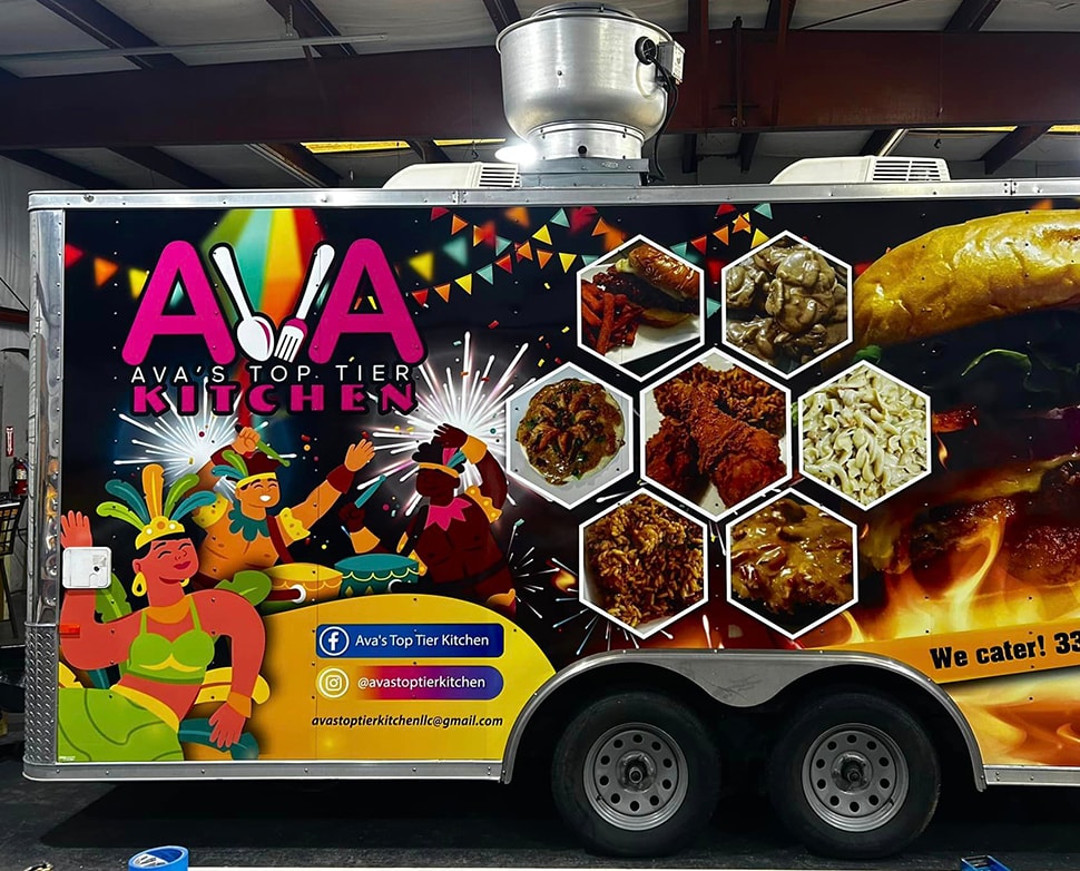 AVA Top Tier Kitchen trailer wrap